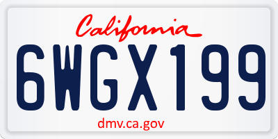 CA license plate 6WGX199