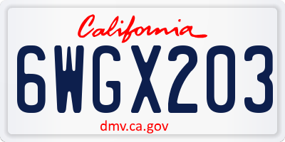 CA license plate 6WGX203