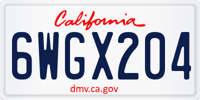 CA license plate 6WGX204