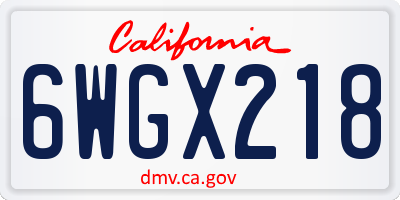 CA license plate 6WGX218