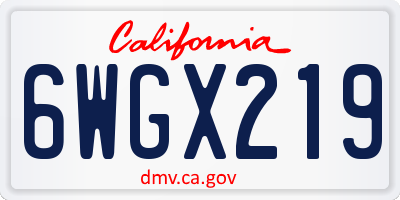 CA license plate 6WGX219