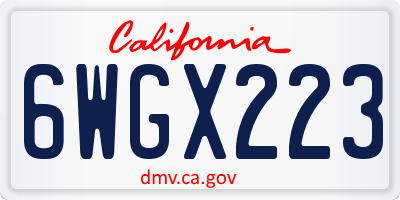 CA license plate 6WGX223
