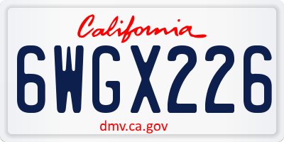 CA license plate 6WGX226