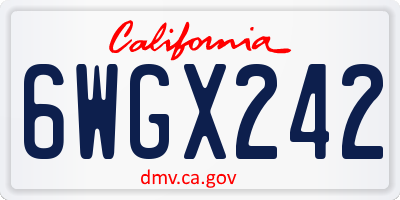 CA license plate 6WGX242