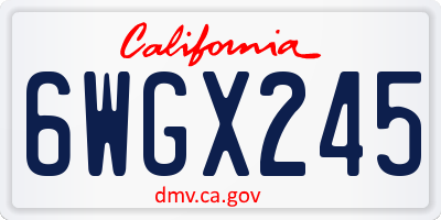 CA license plate 6WGX245