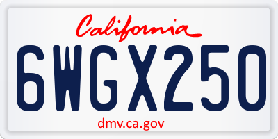 CA license plate 6WGX250