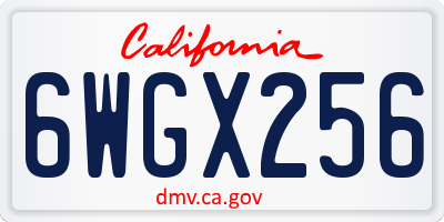 CA license plate 6WGX256