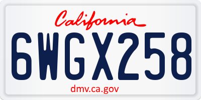 CA license plate 6WGX258