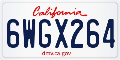CA license plate 6WGX264