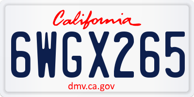 CA license plate 6WGX265