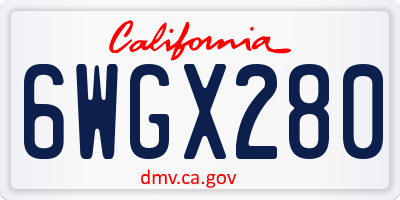CA license plate 6WGX280