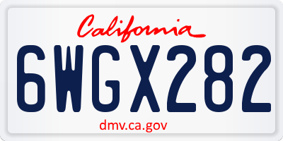 CA license plate 6WGX282