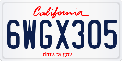 CA license plate 6WGX305