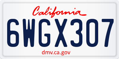 CA license plate 6WGX307