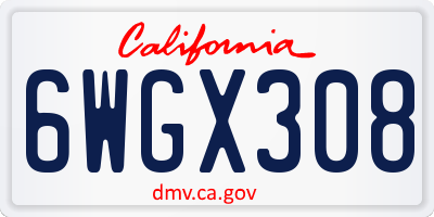 CA license plate 6WGX308