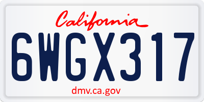 CA license plate 6WGX317
