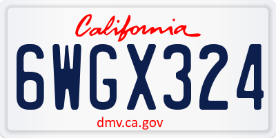CA license plate 6WGX324