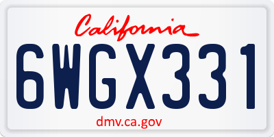 CA license plate 6WGX331