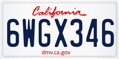 CA license plate 6WGX346