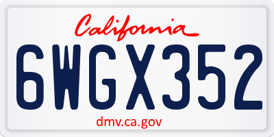 CA license plate 6WGX352