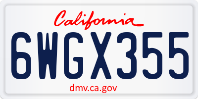 CA license plate 6WGX355