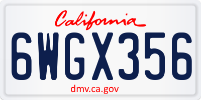 CA license plate 6WGX356