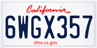 CA license plate 6WGX357