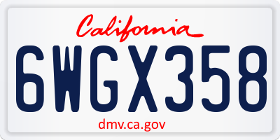 CA license plate 6WGX358