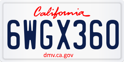 CA license plate 6WGX360