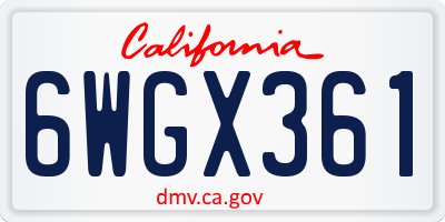 CA license plate 6WGX361