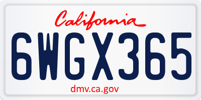 CA license plate 6WGX365