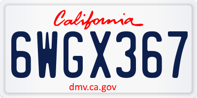 CA license plate 6WGX367