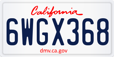 CA license plate 6WGX368
