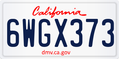 CA license plate 6WGX373
