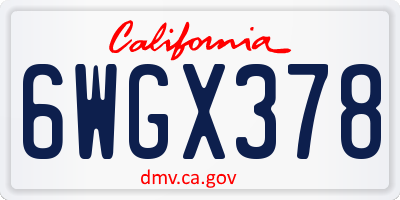 CA license plate 6WGX378