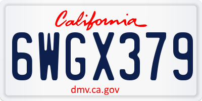CA license plate 6WGX379