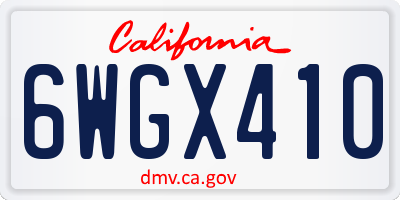 CA license plate 6WGX410