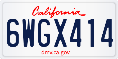 CA license plate 6WGX414