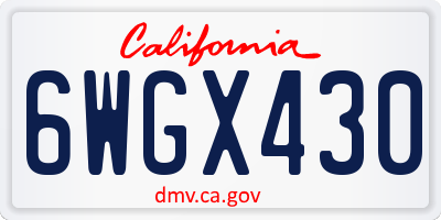 CA license plate 6WGX430