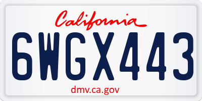 CA license plate 6WGX443