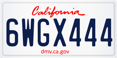 CA license plate 6WGX444