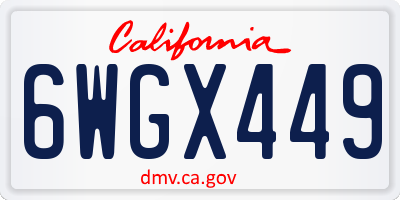 CA license plate 6WGX449