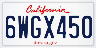 CA license plate 6WGX450