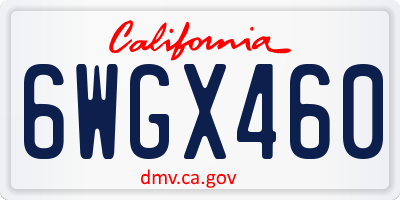 CA license plate 6WGX460
