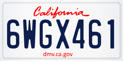 CA license plate 6WGX461