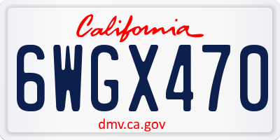 CA license plate 6WGX470