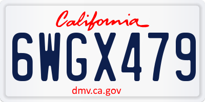 CA license plate 6WGX479