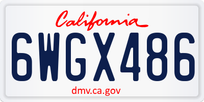 CA license plate 6WGX486