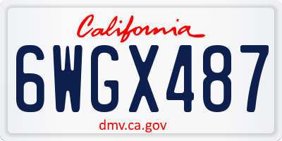 CA license plate 6WGX487