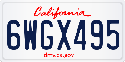 CA license plate 6WGX495